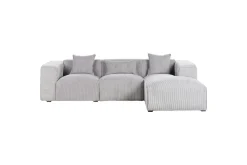 Sofa Med Sjeselong-3-sitssoffa Beliani Dolva Grå, svart, Vänstervänd Grey