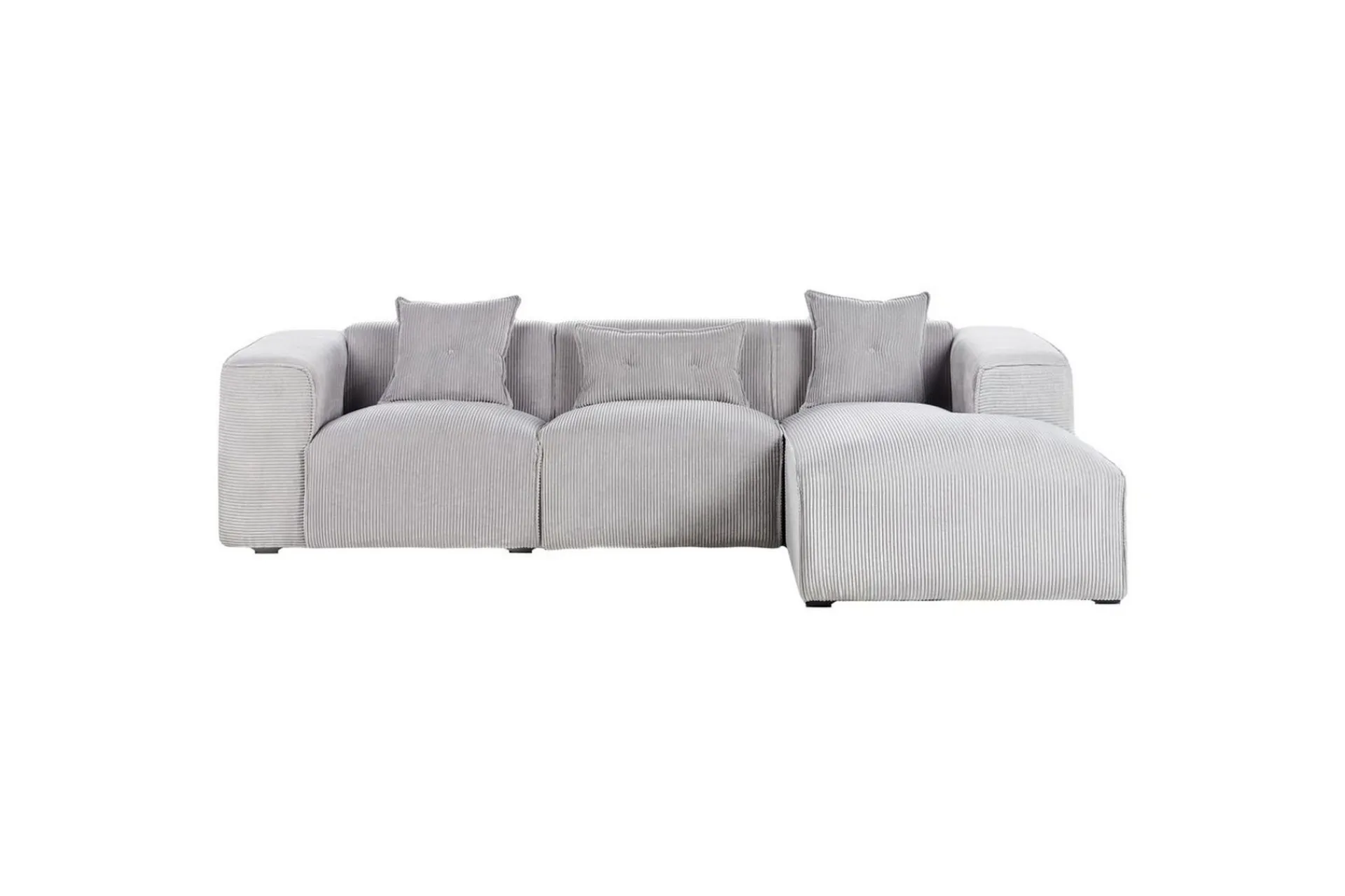 Sofa Med Sjeselong-3-sitssoffa Beliani Dolva Grå, svart, Vänstervänd Grey