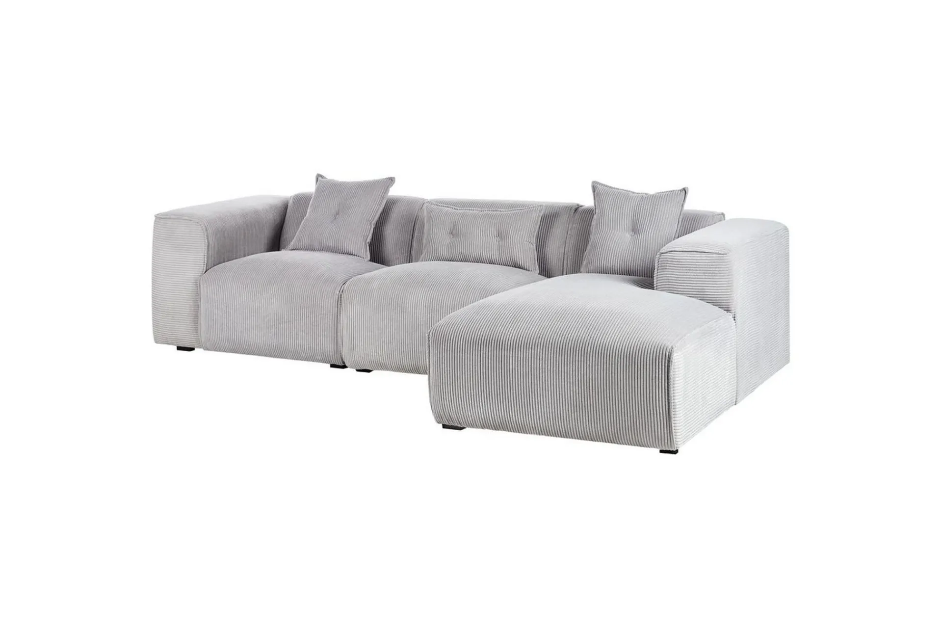 Sofa Med Sjeselong-3-sitssoffa Beliani Dolva Grå, svart, Vänstervänd Grey