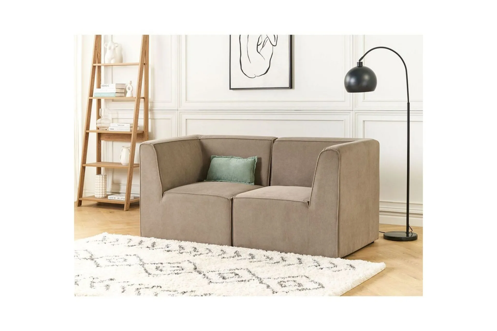 U-Sofa-2-sitssoffa Beliani Lemvig Beige Taupe