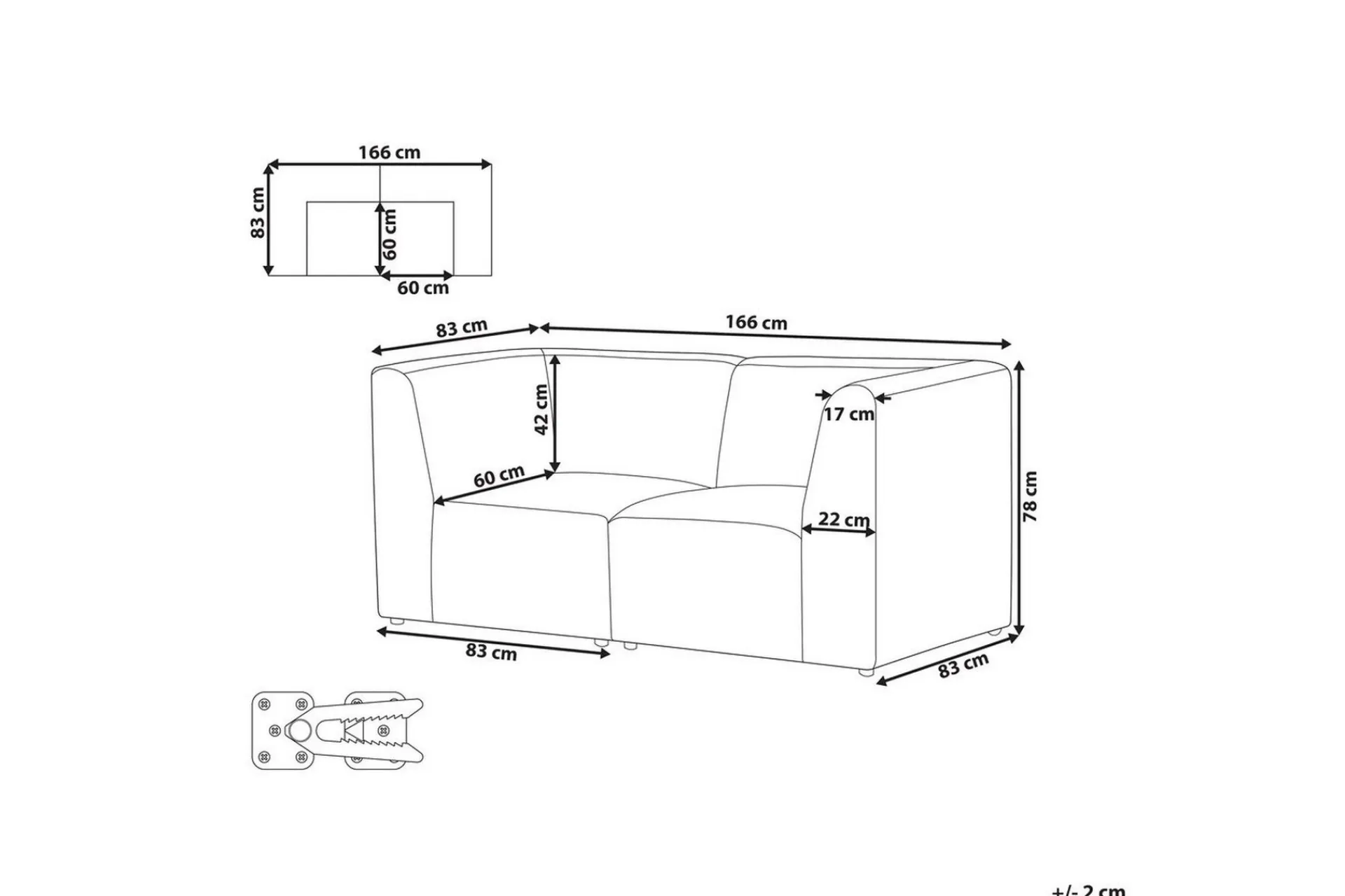 U-Sofa-2-sitssoffa Beliani Lemvig Beige Taupe