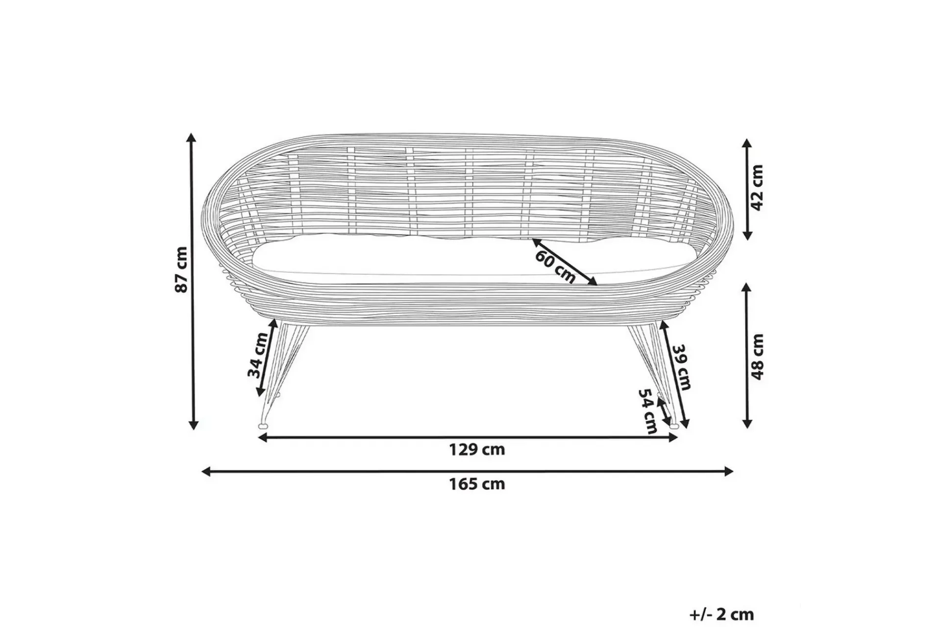 2-sitssoffa Beliani Maratea Natural||Black||Beige