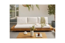 Hagebenk & Hagesofa-3-sitssoffa Beliani Marettimo Light wood||White Lett ved,Hvit