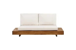 Hagebenk & Hagesofa-2-sitssoffa Beliani Marettimo Light wood, White Lett ved,Hvit