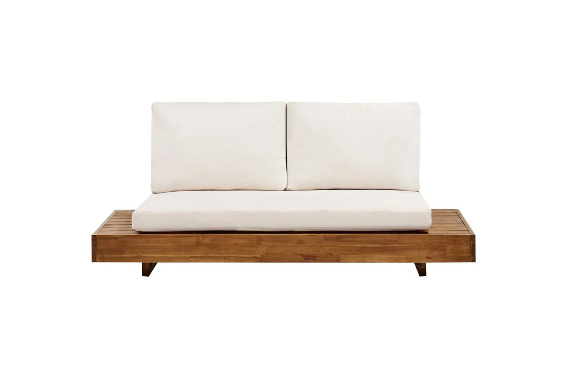 Hagebenk & Hagesofa-2-sitssoffa Beliani Marettimo Light wood, White Lett ved,Hvit
