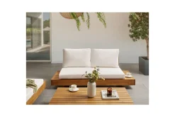 Hagebenk & Hagesofa-2-sitssoffa Beliani Marettimo Light wood, White Lett ved,Hvit