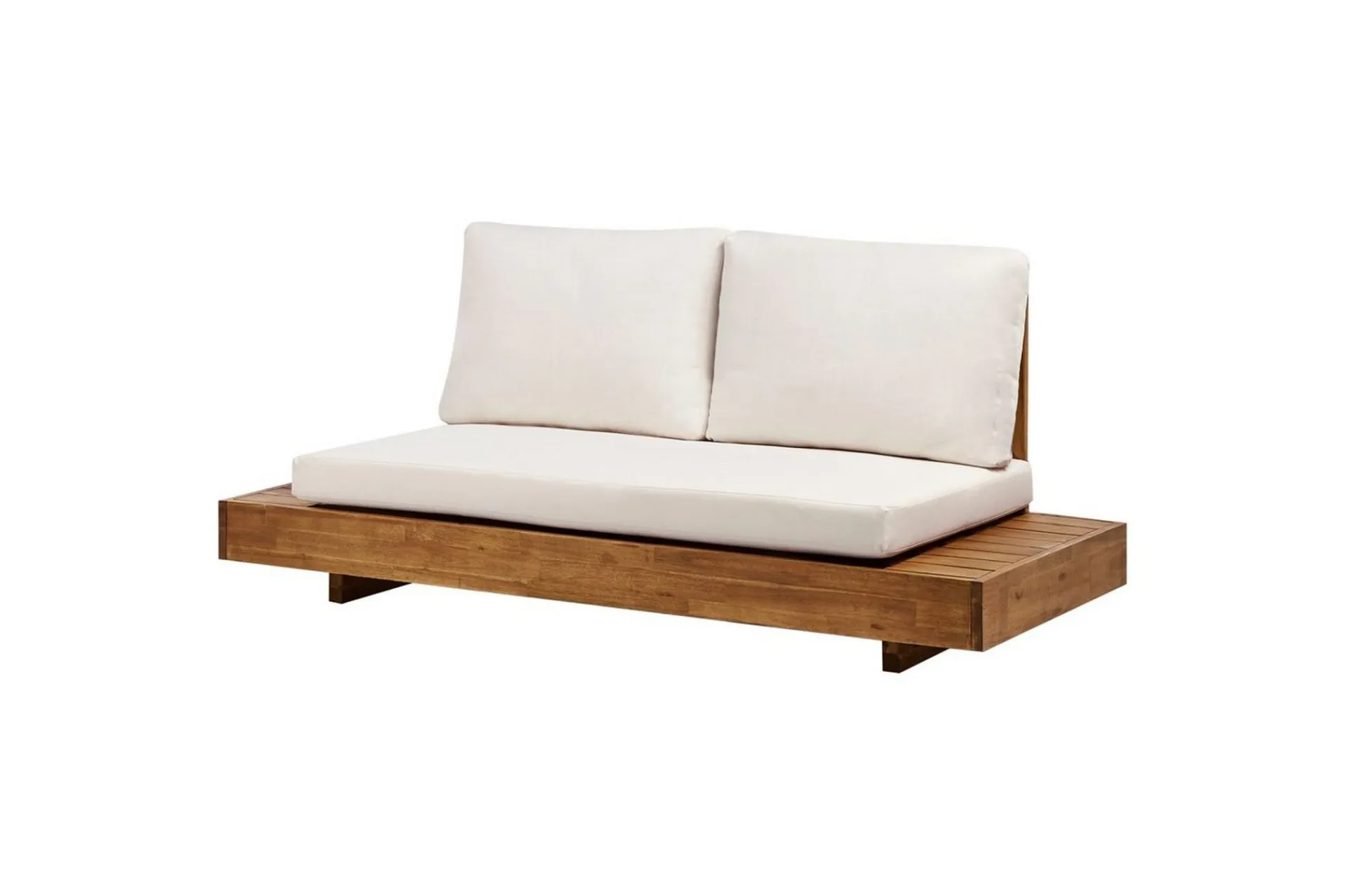 Hagebenk & Hagesofa-2-sitssoffa Beliani Marettimo Light wood, White Lett ved,Hvit
