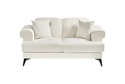 2 Seter Sofa-2-sitssoffa Beliani Skive Beige White||Black Hvit,Svart