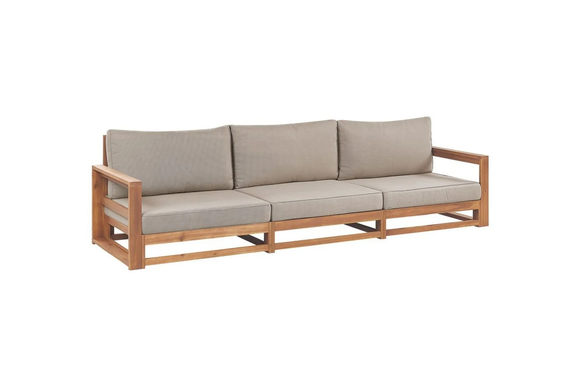 Hagebenk & Hagesofa-3-sitssoffa Beliani Timor Ljus trä/grått/beige, Ja Light wood||Grey||Beige Lett ved,Grey,Beige