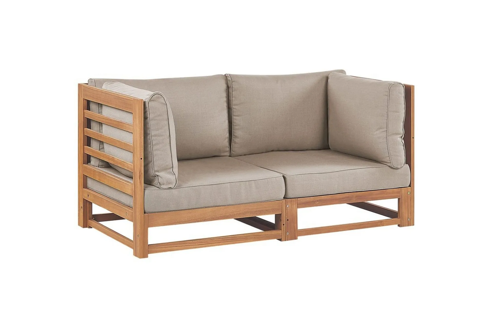 2-sitssoffa Beliani Trani Ljus trä/grått/beige Light wood||Grey||Beige