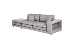 2-sitssoffa med fotpall Beliani Heden Beige/ljust trä Grey||Light colored wood