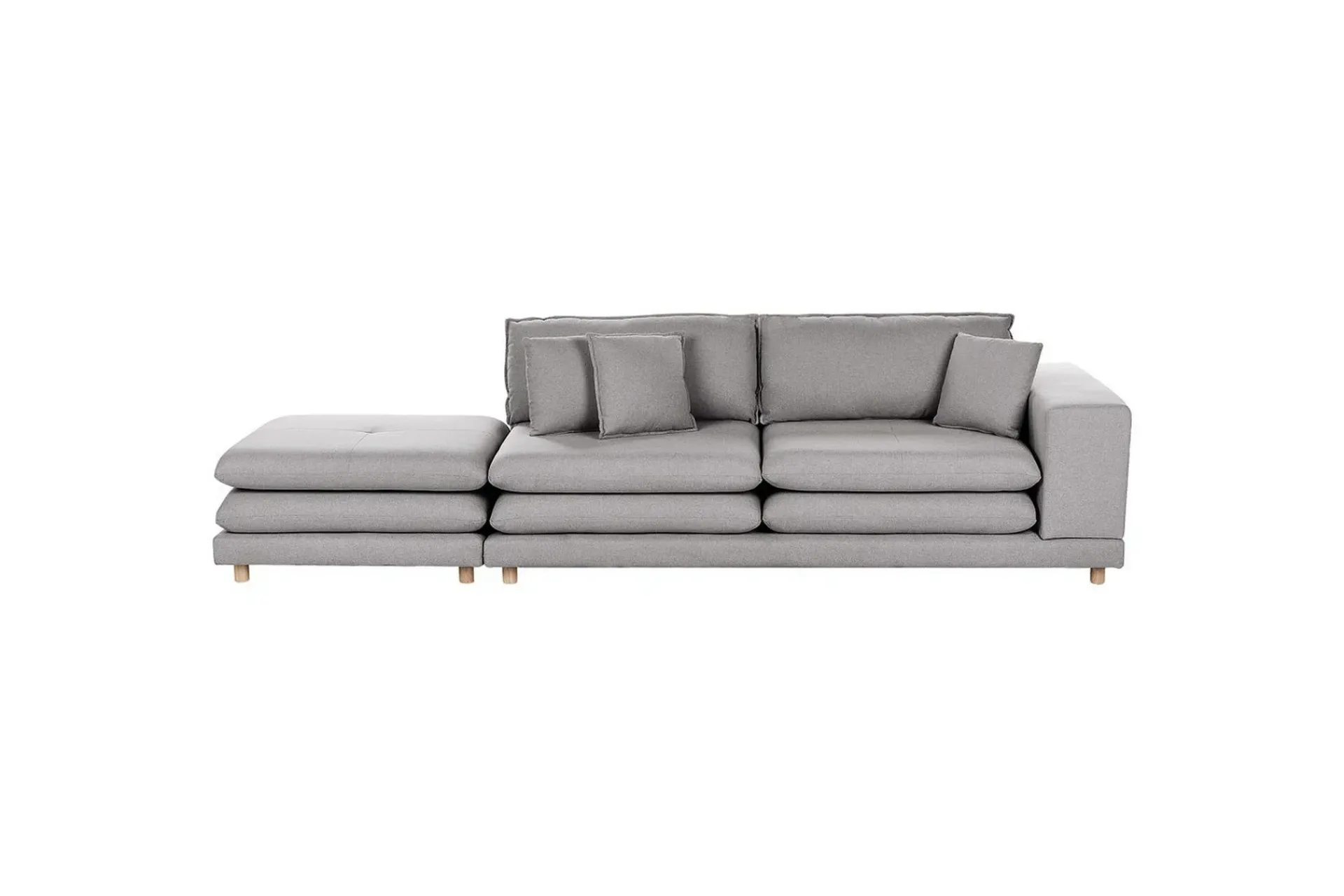2-sitssoffa med fotpall Beliani Heden Beige/ljust trä Grey||Light colored wood