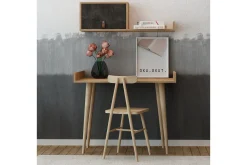 Kontorbord-Skaberg Skrivebord 100 cm med Oppbevaring Vegghylle Brun,Grey