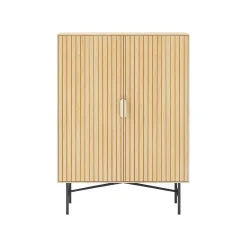 Oppbevaringsskap|Skap-Skap HOME4YOU Bassel 80x40x110 cm 3D melamin Lys tredekor / svart / gull