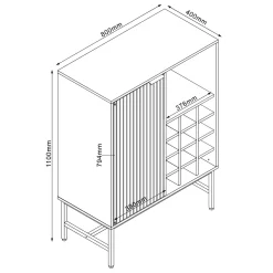 Skap|Barmøbler-Skap HOME4YOU Helve med vinreol 80x40x110 cm melamin svart / lyst tre