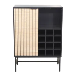 Skap|Barmøbler-Skap HOME4YOU Helve med vinreol 80x40x110 cm melamin svart / lyst tre