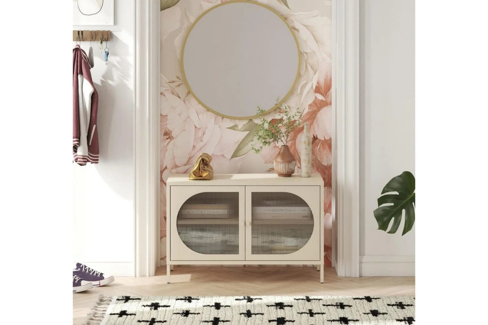 Loft24 Vitrineskap|Skap-Skap Luna 100x40x64 cm, Pergament Brun,Beige