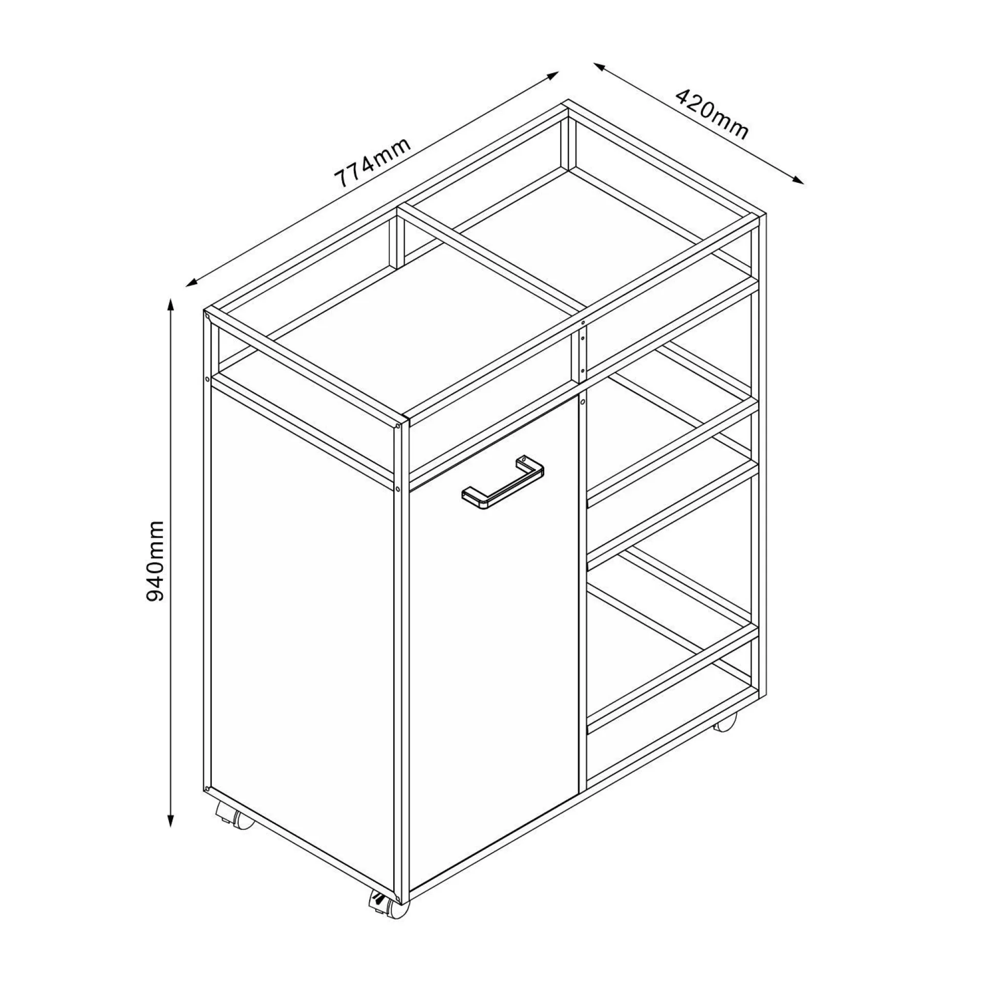 Skap|Barmøbler-Skap med hyller HOME4YOU Hedvig 77,4x42x94 cm ask/svart