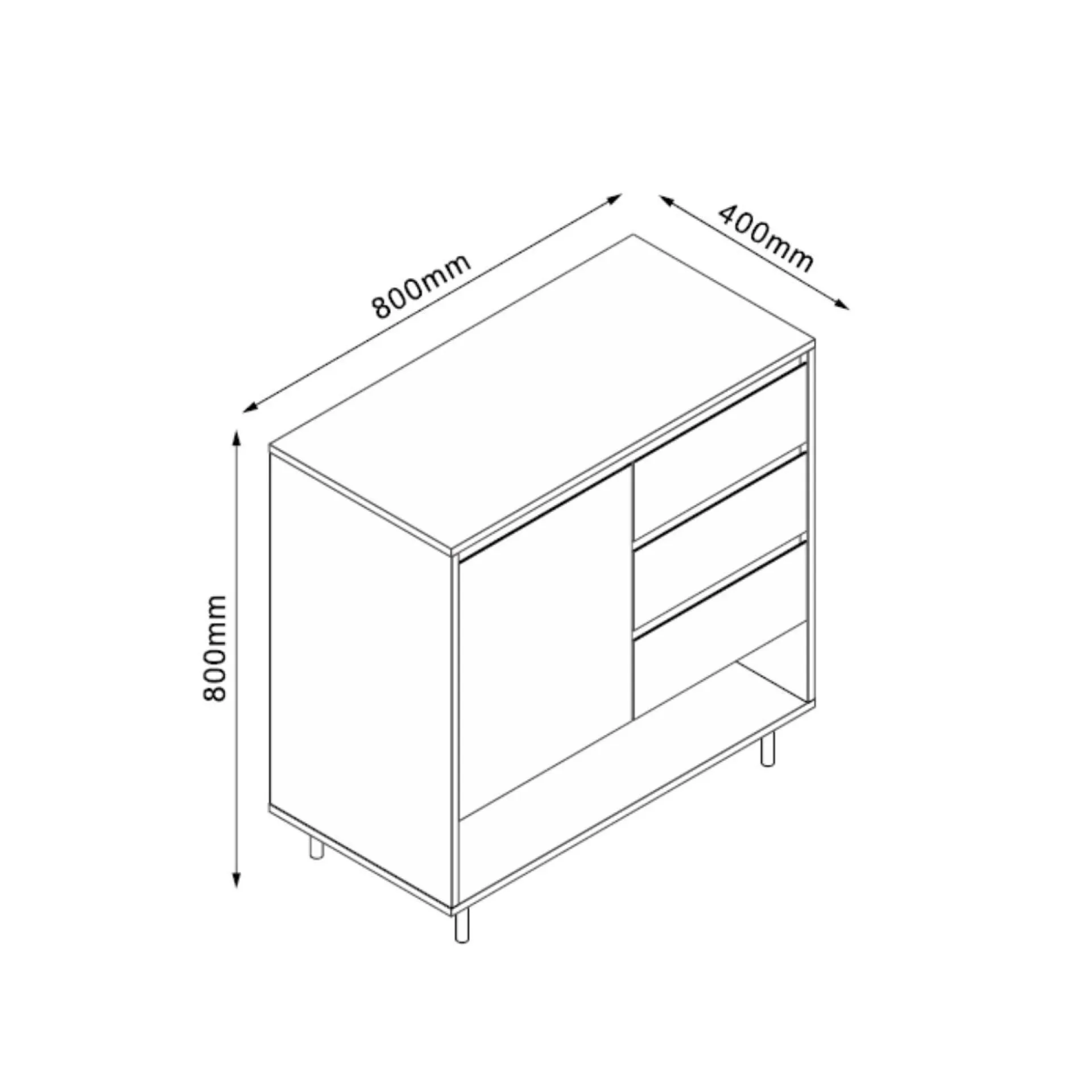 Sideboard & Skjenker-Skjenk HOME4YOU Herta 80x40x80 cm hvit/lyst tre