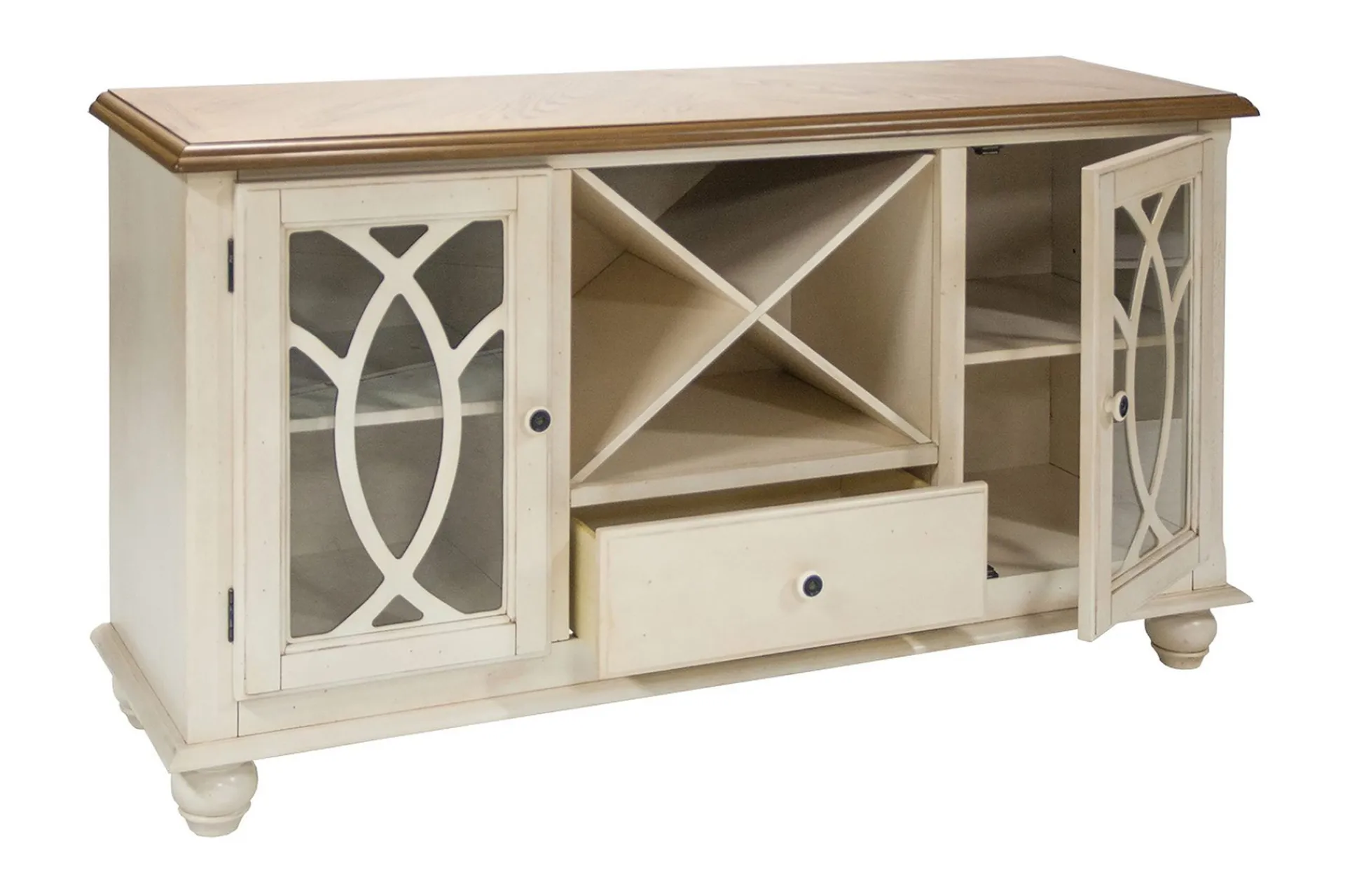 Sideboard & Skjenker-Skjenk LILY 152x46xH84cm eikefiner/MDF Hvit,Tre/Natur