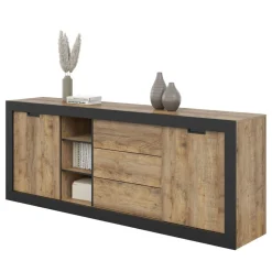 Sideboard & Skjenker-Skjenk Tudor 2 dører med 3 skuffer Brun