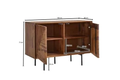 Wohnling Skjenk massivt tre, 3D geometrisk front, push-to-open, industriell loftstil 100 cm