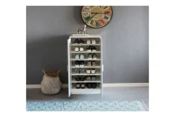 Wohnling Gangoppbevaring-Skoskap Foliert sponplate 7 rom Gangmøbler Hvit,Grey