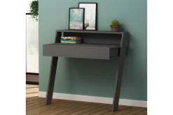 Kontorbord-Skoved Skrivebord 94 cm med Oppbevaringsskuff + Hylle Grey