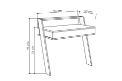 Kontorbord-Skoved Skrivebord 94 cm med Oppbevaringsskuff + Hylle Grey