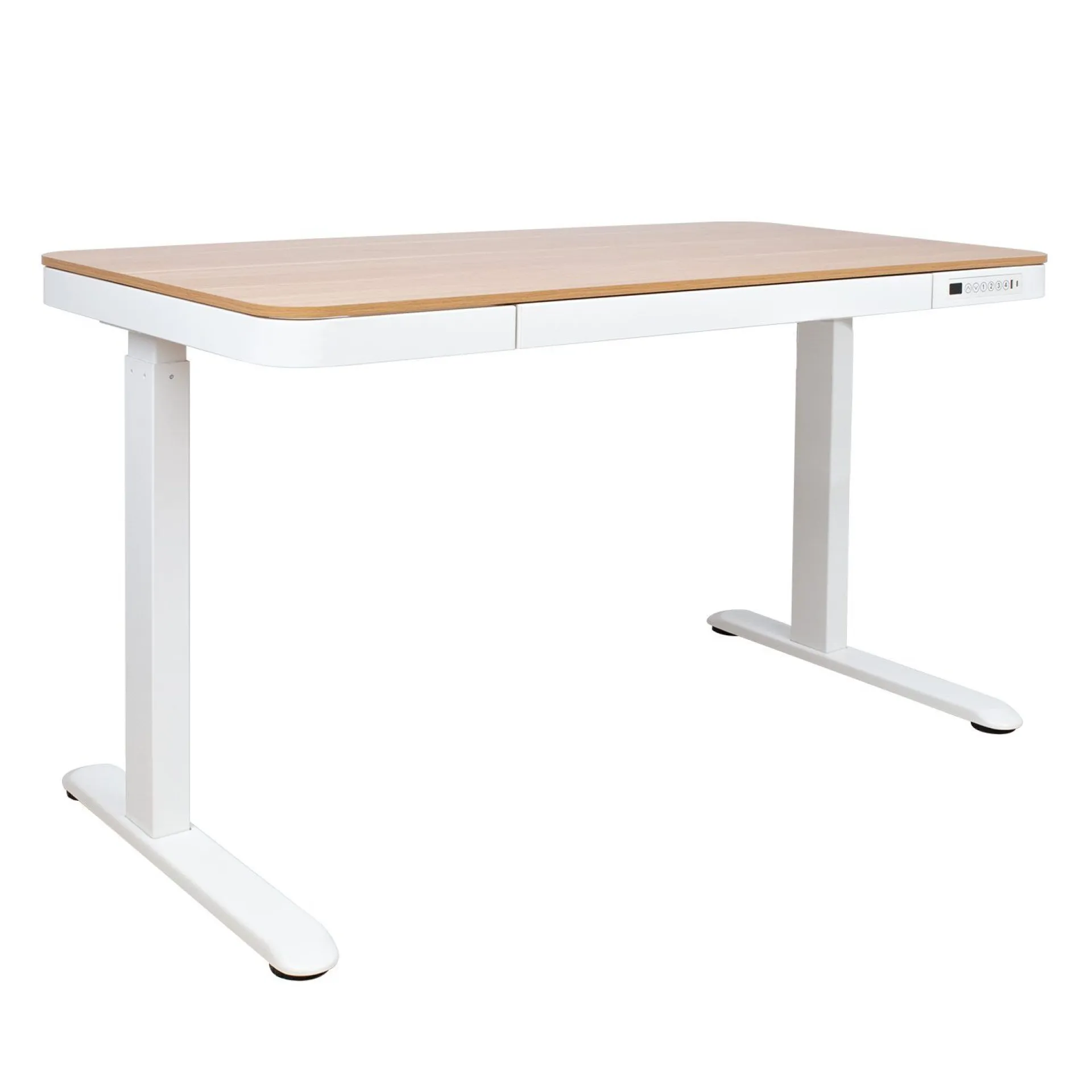 Kontorbord-Skrivebord HOME4YOU Ergo med 1 motor 120x60x72-121 cm eik/hvit