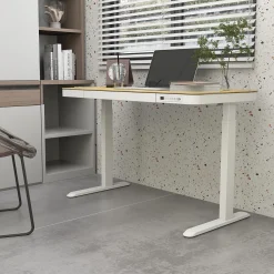 Kontorbord-Skrivebord HOME4YOU Ergo med 1 motor 120x60x72-121 cm eik/hvit