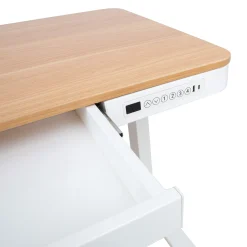 Kontorbord-Skrivebord HOME4YOU Ergo med 1 motor 120x60x72-121 cm eik/hvit