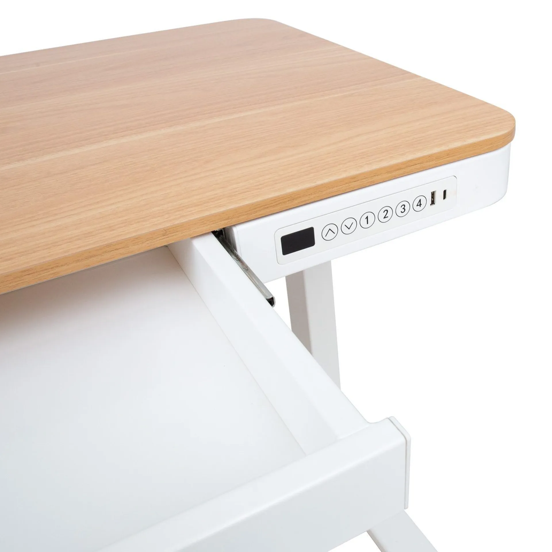 Kontorbord-Skrivebord HOME4YOU Ergo med 1 motor 120x60x72-121 cm eik/hvit