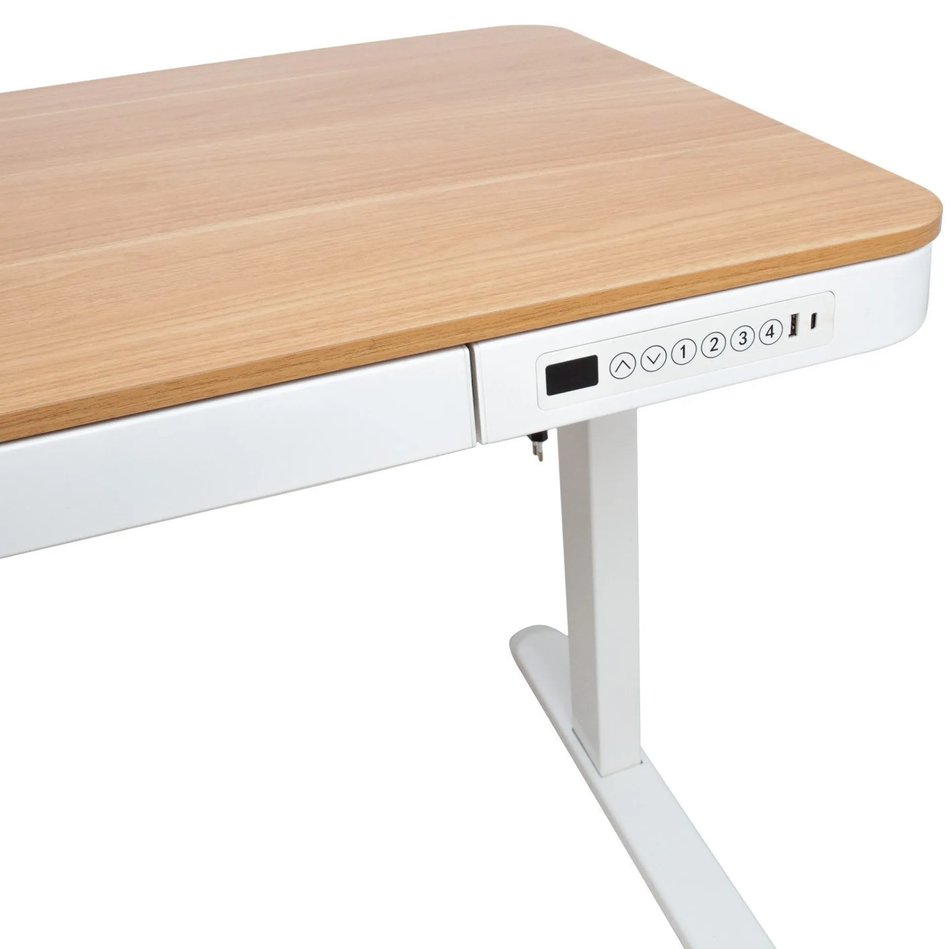 Kontorbord-Skrivebord HOME4YOU Ergo med 1 motor 120x60x72-121 cm eik/hvit