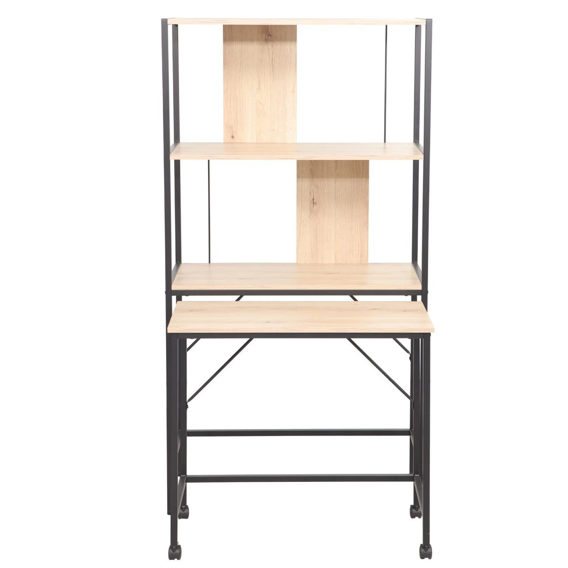 Kontorbord-Skrivebord/hylle HOME4YOU Lester 84x40x160 cm melamin lyst tre / svart