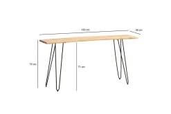 Wohnling Skrivebord Heltre 150 cm Trekantet kant med hårnålben Landlig stil