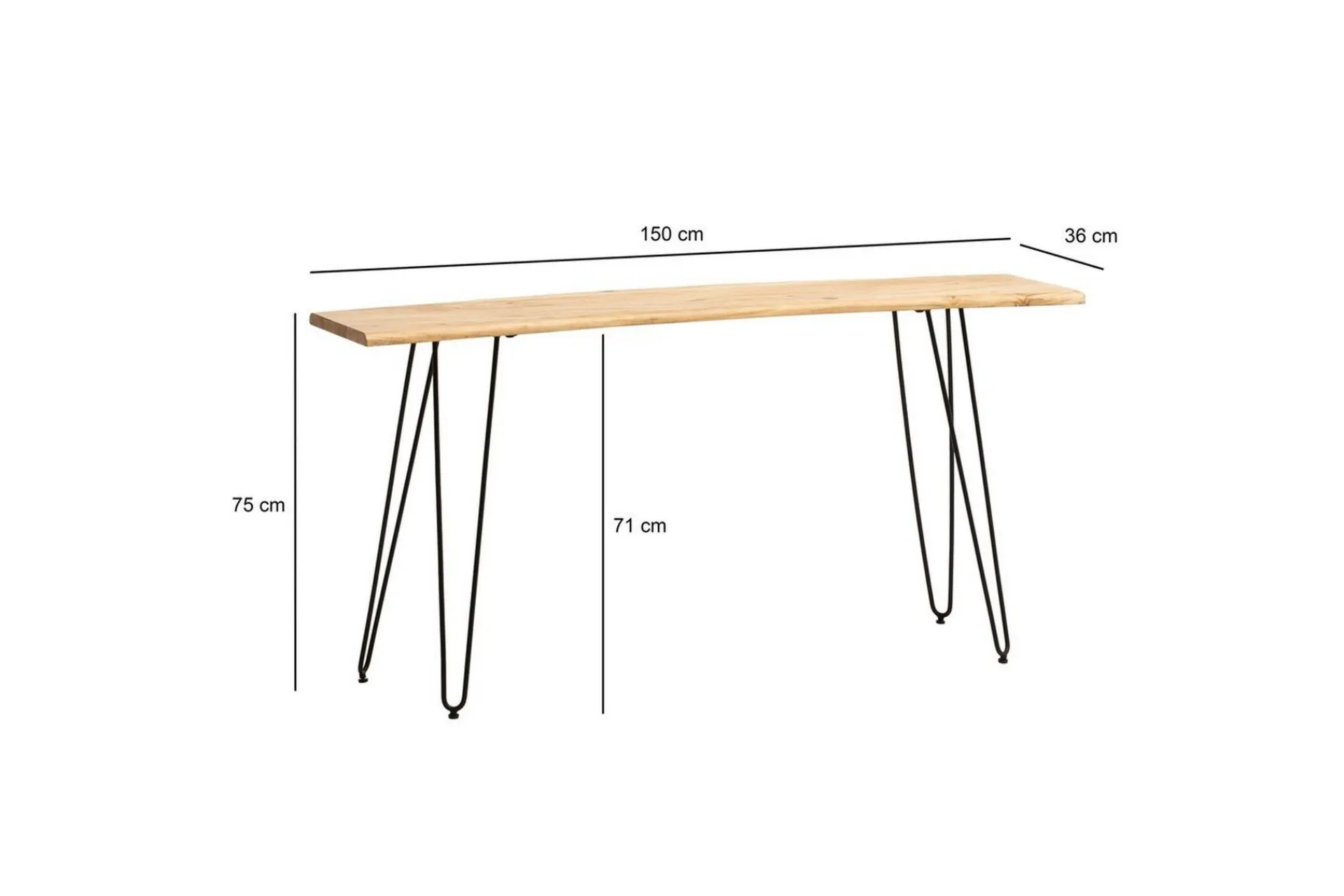 Wohnling Skrivebord Heltre 150 cm Trekantet kant med hårnålben Landlig stil