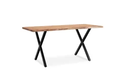 Wohnling Kontorbord-Skrivebord Massivt treverk trekanter metallbein landlig stil Svart, krysset, 180x90 cm Lyse brun,Svart
