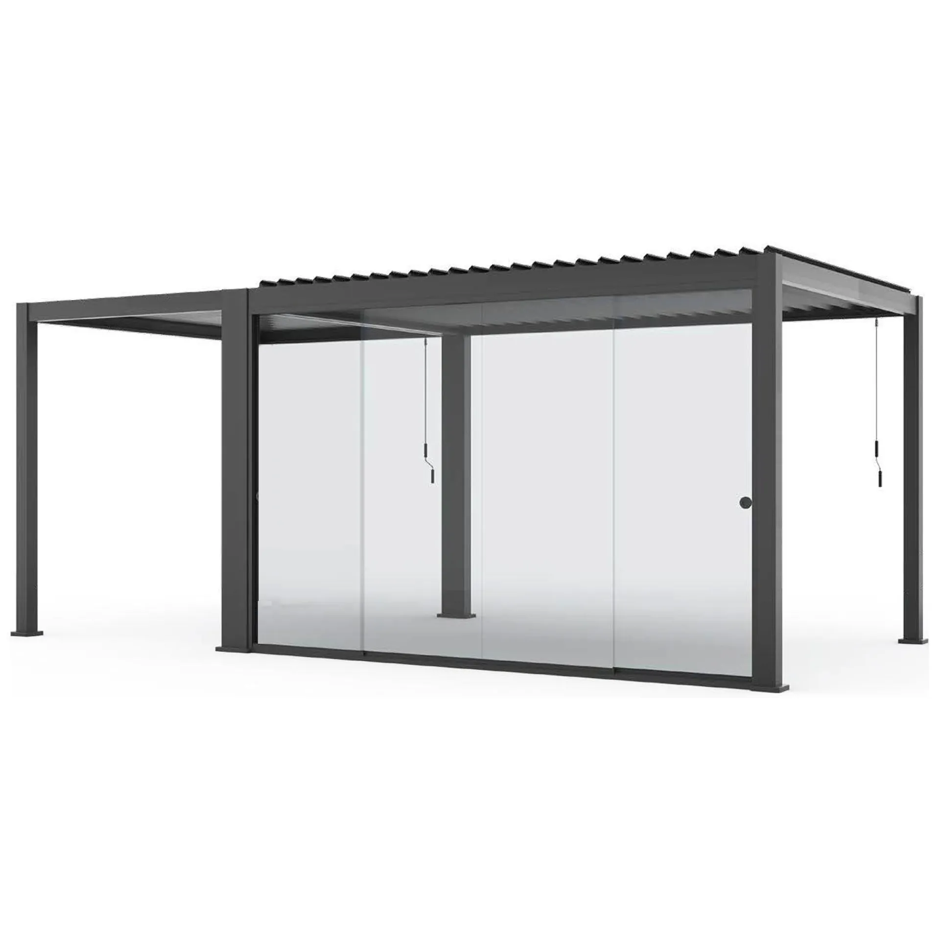 Byggesett Uterom-Skyvedører i glass til paviljong HOME4YOU Mirador-111 3 m mørk grå / grå