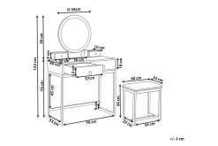 Sminkebord & Toalettbord-Sminkbord Auxon Hvit,Gull,Beige