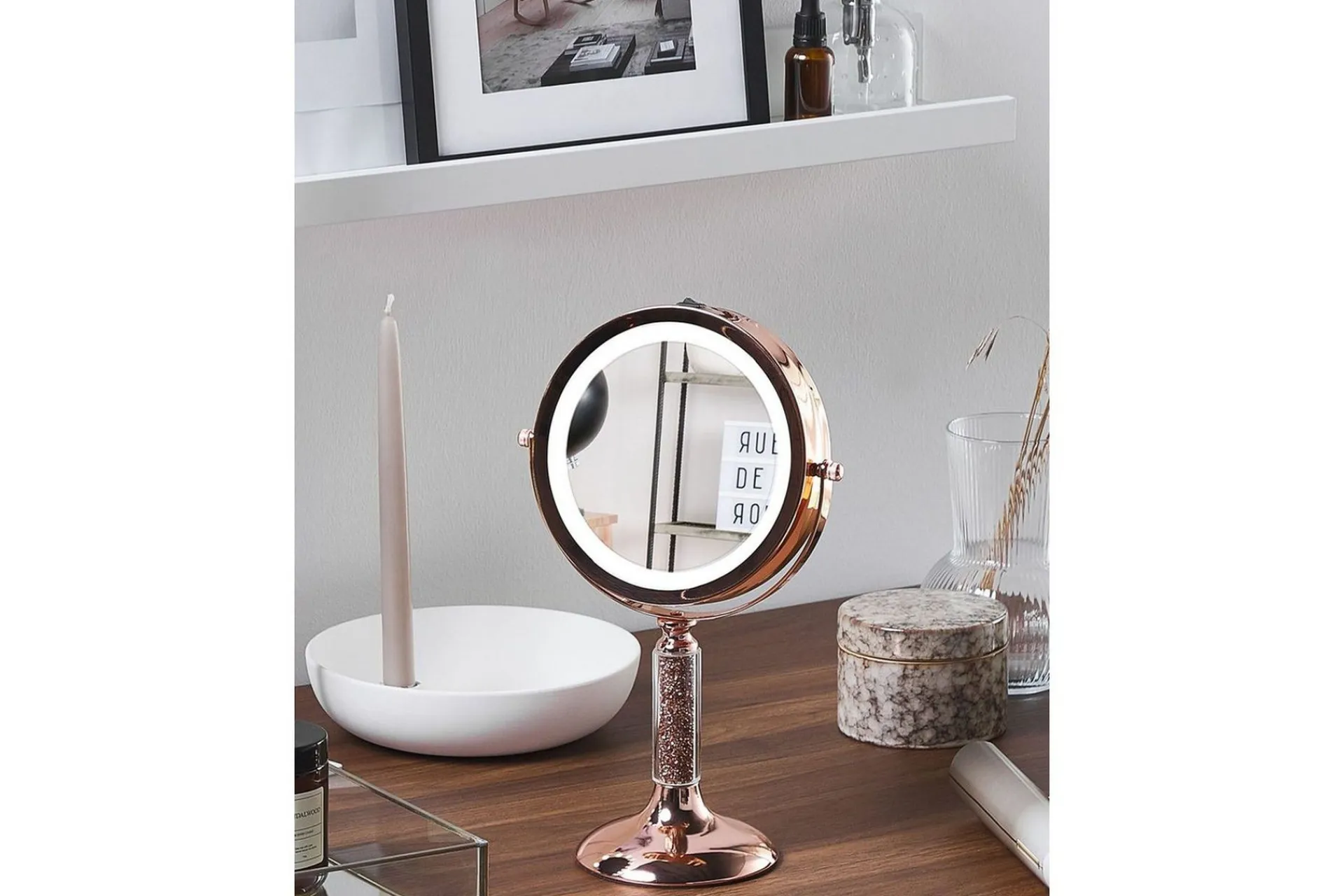 Sminkespeil-Sminkspegel Beliani Baixas Guld/svart Rose||GOLD Rose,Gull