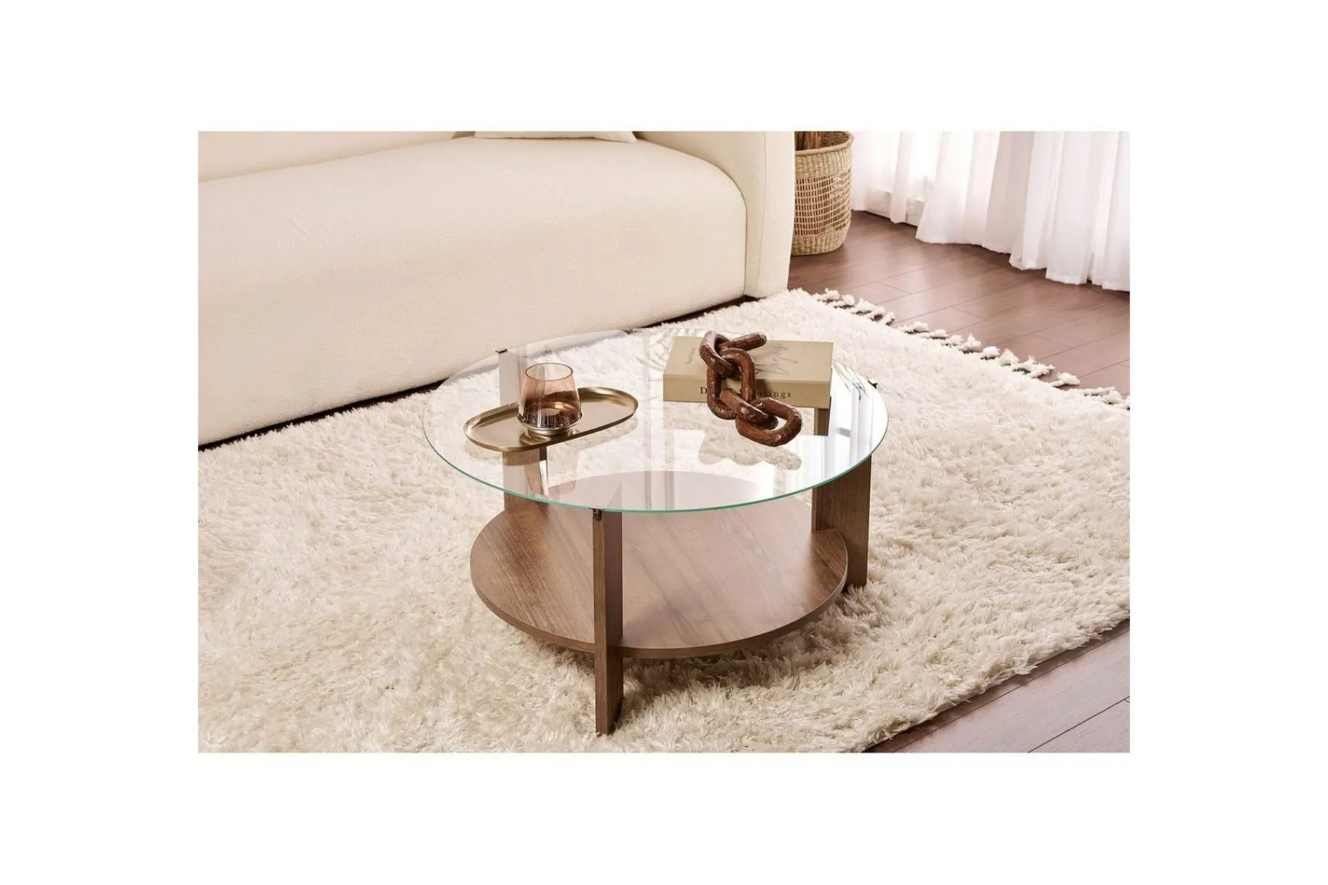 Sofabord Clara 75 cm med Glassplate