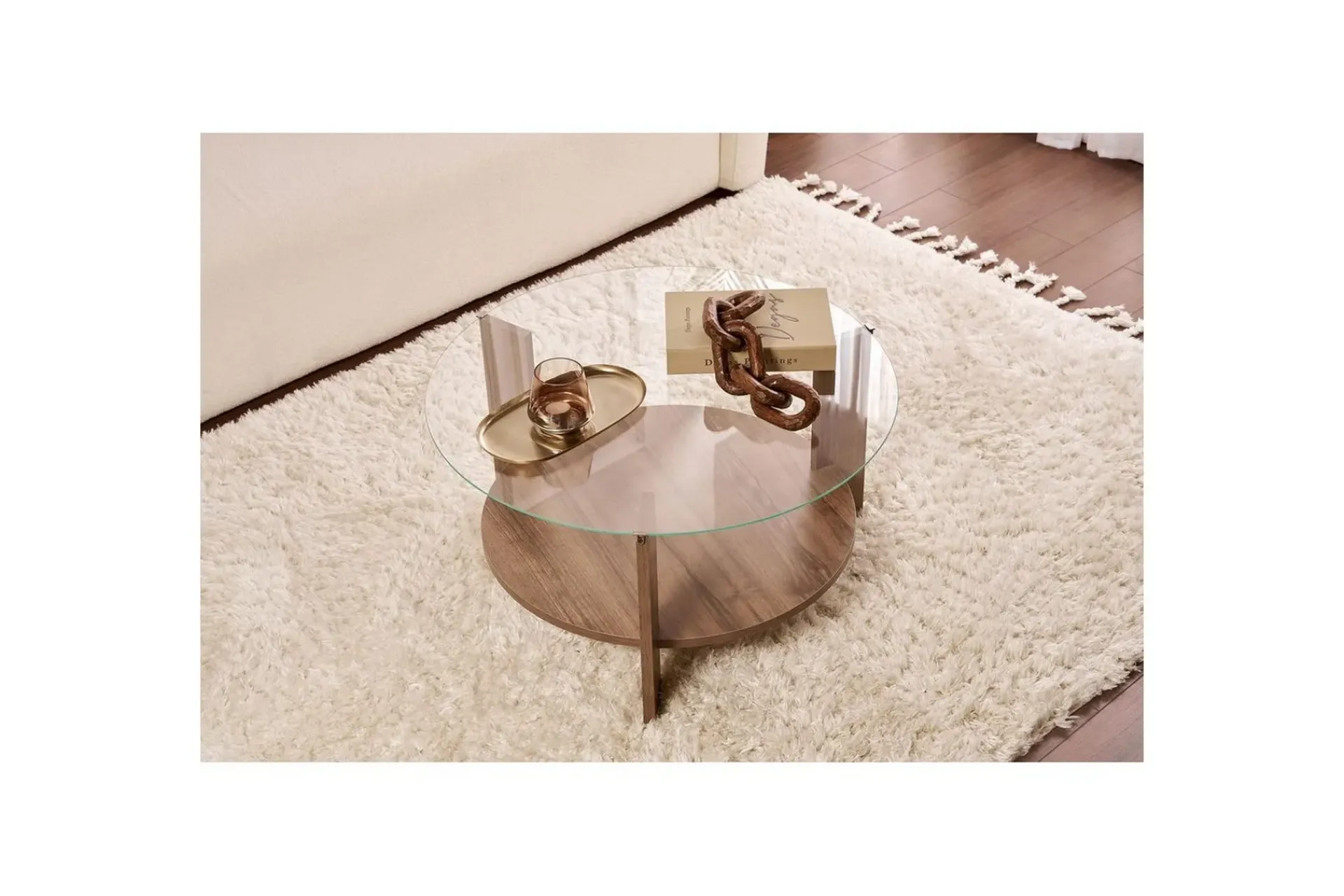 Sofabord Clara 75 cm med Glassplate