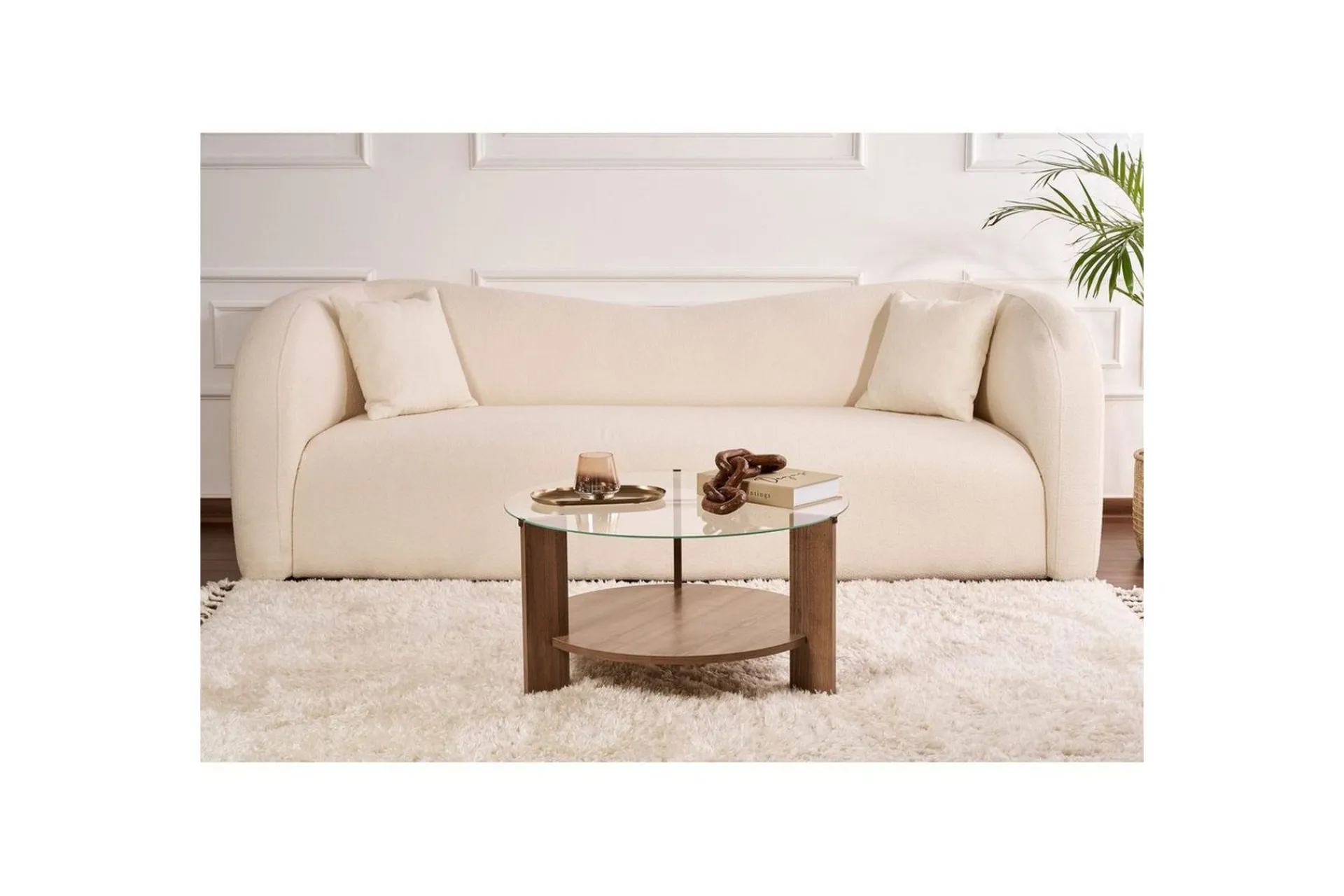Sofabord Clara 75 cm med Glassplate