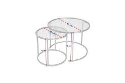 Sofabordsett 2 stykker Rikiya Liten transparent