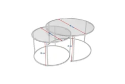 Sofabordsett 2 stykker Rikiya Transparent