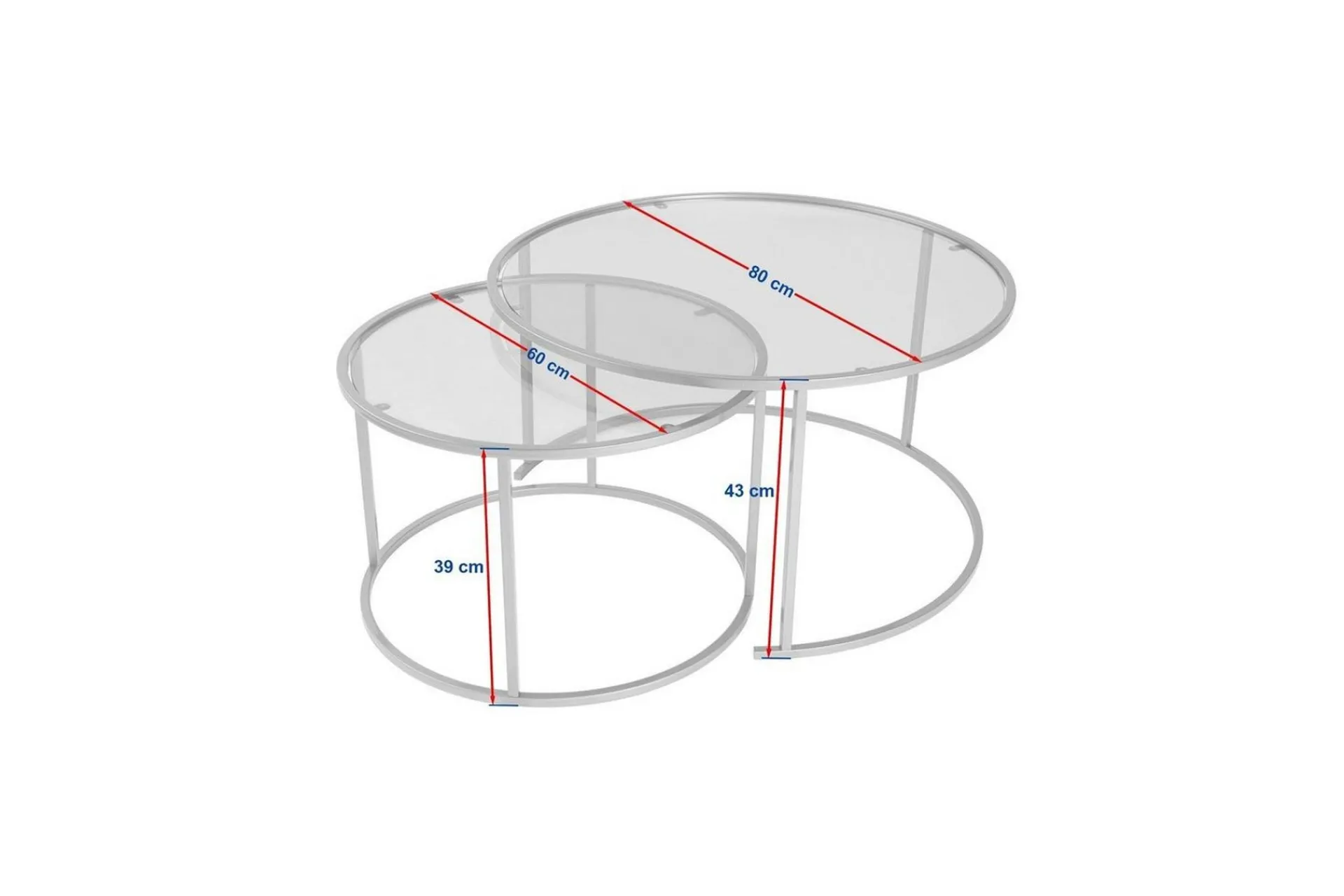 Sofabordsett 2 stykker Rikiya Transparent