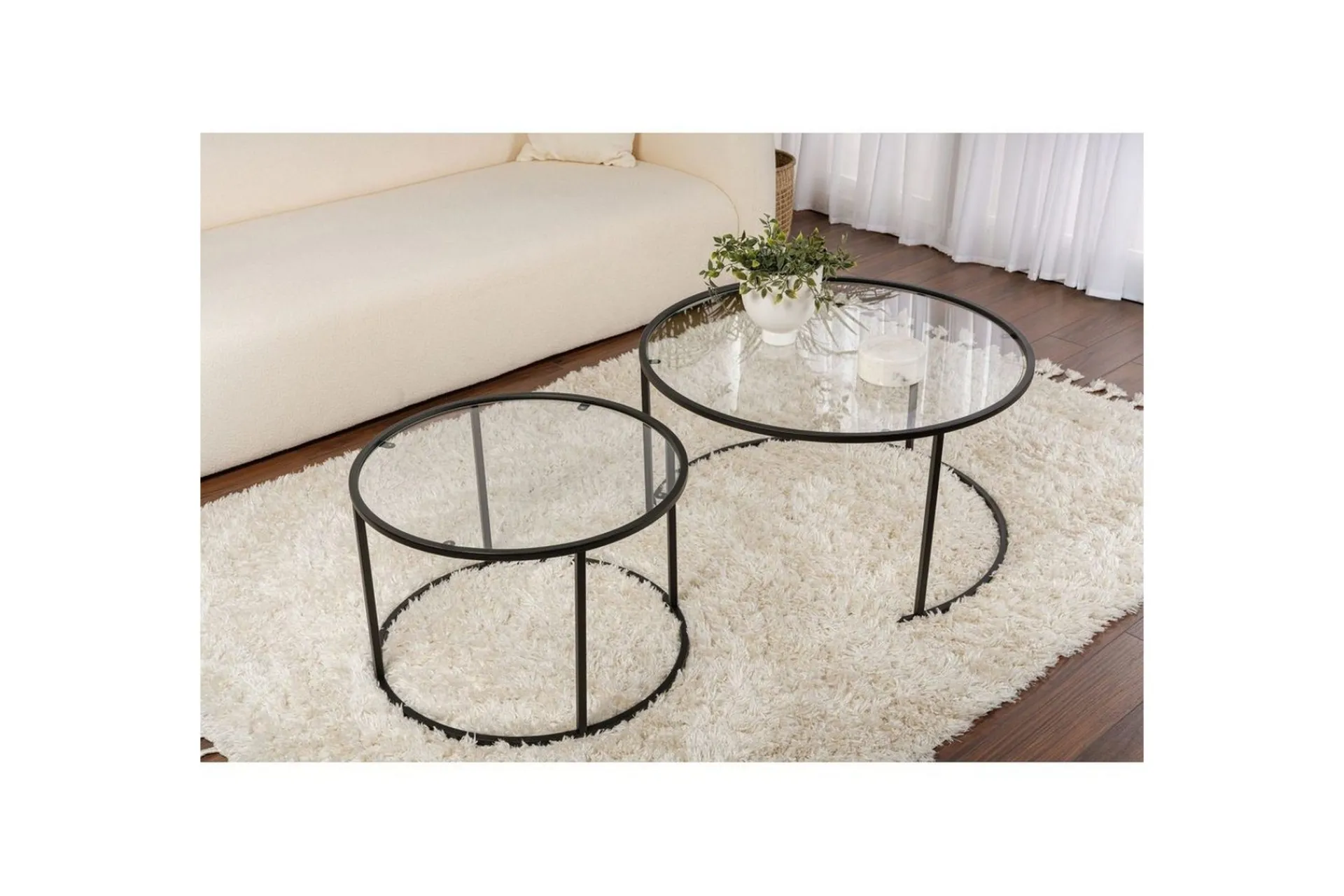 Sofabordsett 2 stykker Rikiya Transparent