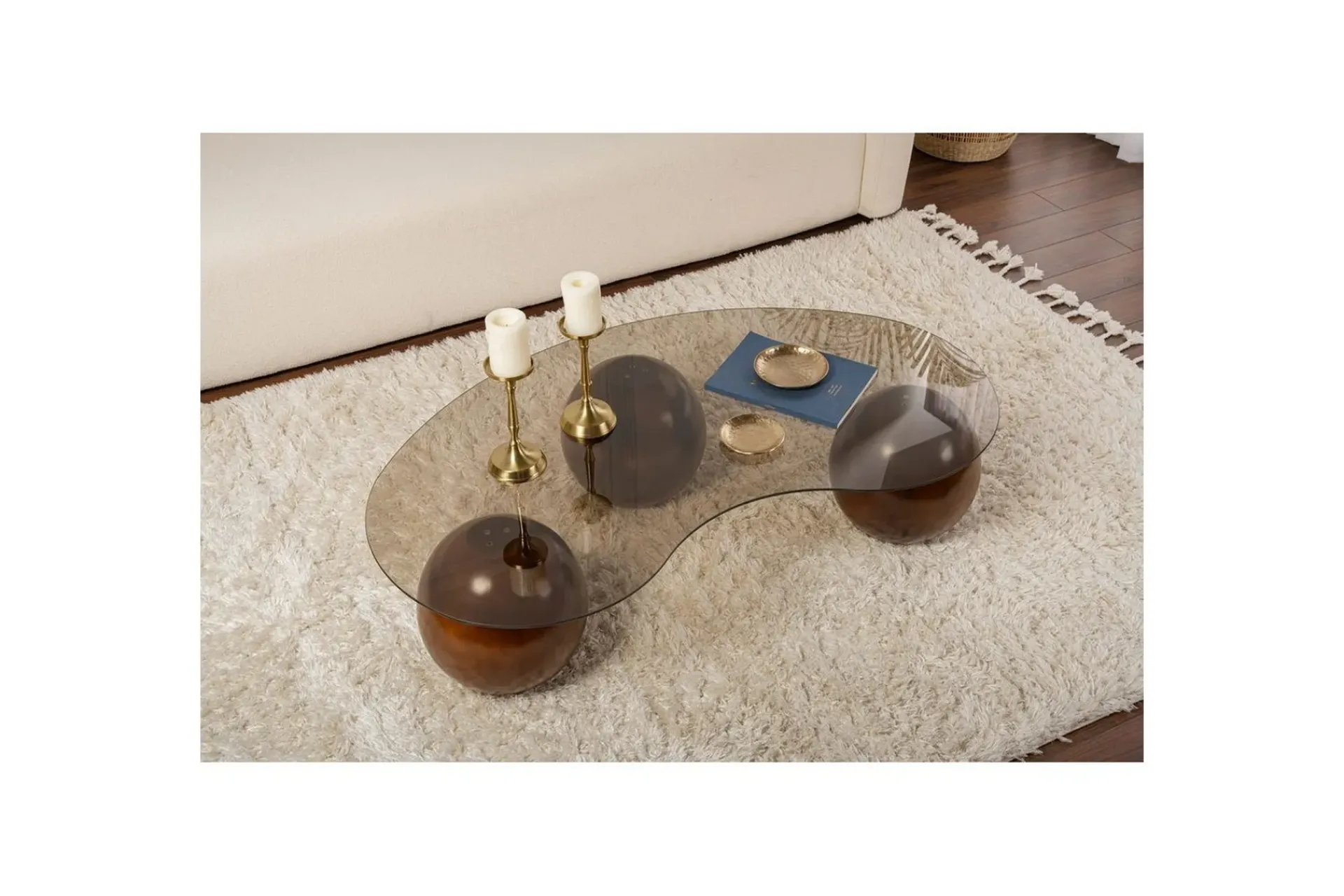 Sminkebord & Toalettbord|Sofabord-Sofabord Sphere Valnøtt / Bronse Mellomfarget tre,Bronse