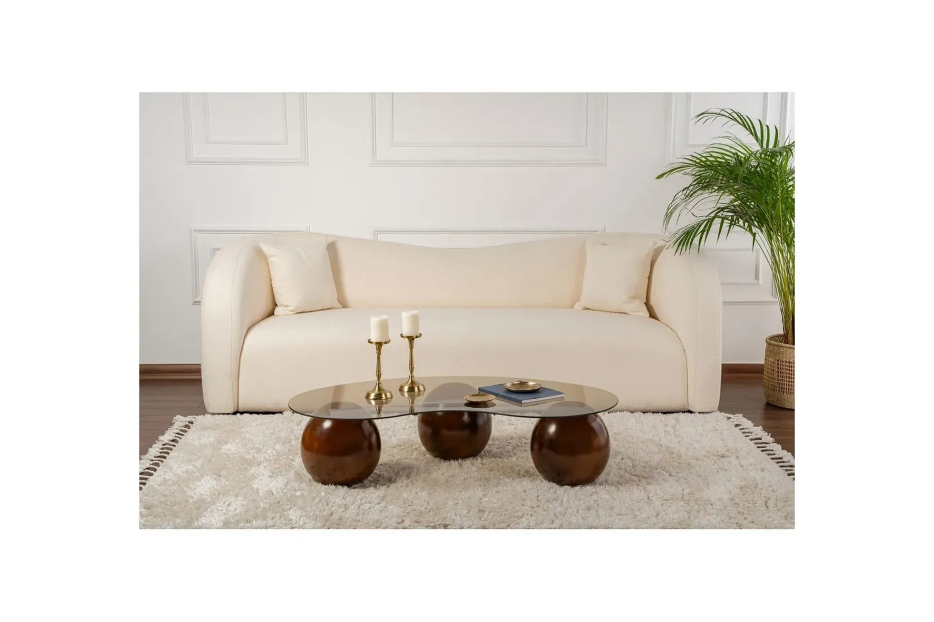 Sminkebord & Toalettbord|Sofabord-Sofabord Sphere Valnøtt / Bronse Mellomfarget tre,Bronse